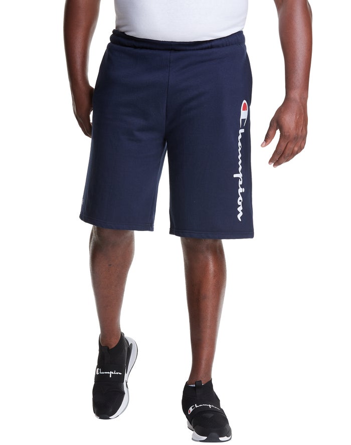 Champion Mens Shorts NZ - Big & Tall Fleece 10 Inseam Navy ( 8065-UHAYX )